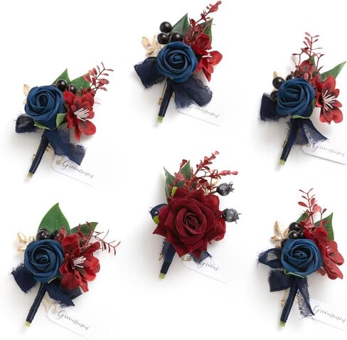 Ling's Moment Boutonniere للرجال ، 6pcs Groomsmen Poutonniere ، الزهور الاصطناعية لديكور الزفاف/حفلة موسيقية/العودة للوطن ، إلخ. in Saudi Arabia