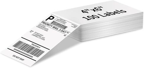asprink 4 "× 6" ملصقات حرارية فانفولد - ملصقات الشحن الحرارية Asprink - ملصقات بريد بيضاء لطابعات الملصقات الحرارية (نمط فانفولد و 500 ملصقات) in Kuwait