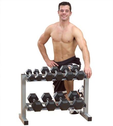 Body-Solid (PDR282X) 2-Tier Dumbbell Rack - Heavy-Duty 30inch Wide Weight Stand, Home Gym Storage Solution Holds 1 pair each of 5-30 lb. Dumbbells in Saudi Arabia