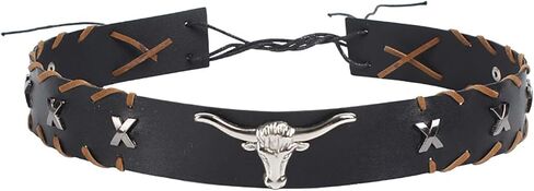 فرق قبعة رعاة البقر من الجلد الأسود للرجال نساء - القبعات الغربية فرقة مع سيلف بول هيد in Kuwait