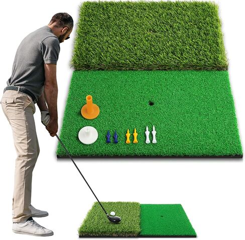 5x4FT Golf Mat, 2 Turf in 1 Large Golf Hitting Mat for Indoor/Outdoor Practice, High-Density Artificial Turf Mat for Golf Training in Backyards, Garages, Driving Ranges, and Simulators, Gift Ideas. in Kuwait