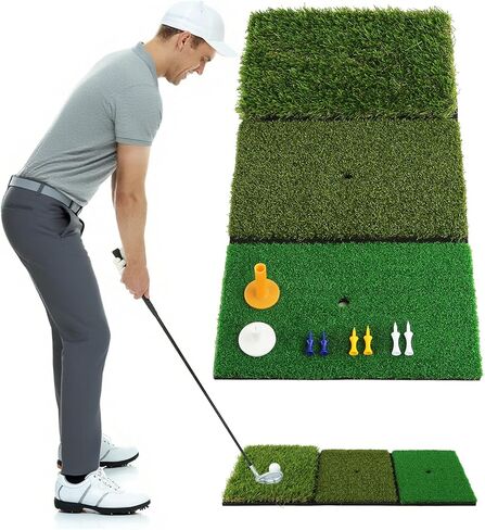 5x4FT Golf Mat, 2 Turf in 1 Large Golf Hitting Mat for Indoor/Outdoor Practice, High-Density Artificial Turf Mat for Golf Training in Backyards, Garages, Driving Ranges, and Simulators, Gift Ideas. in Kuwait
