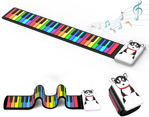 88Keys Roll Up Piano ، Marvtown Portable Fordable Rethargable Roll Roll Bioard Piano ، 108 إيقاعات ، 128 TONE ، بيانو لوحة المفاتيح الكهربائية المقاومة للماء مع وظيفة MIDI ، أفضل هدية للأطفال والمبتدئين in Kuwait