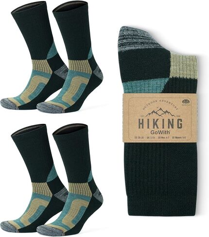 GoWith 2-3 Pairs Merino Wool Hiking Socks for Men & Women Antiblister Moisture Wicking Sole Cushioned Seamless Outdoor Socks in Kuwait