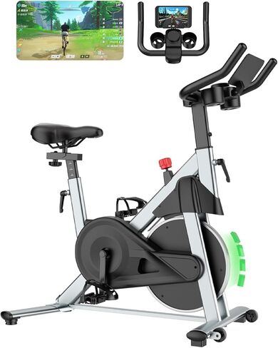 دراجة التمرين ، دراجة ثابتة من مستوى مغناطيسي من مستوياتها للمنزل ، دراجة ركوب الدراجات الداخلية المنخفضة الضوضاء مع سعة 300 رطل على الوزن ، دراجة تجريب مع جبل وسادة ، شاشة LCD وحامل الكأس لصالة الألعاب الرياضية المنزلية in Kuwait
