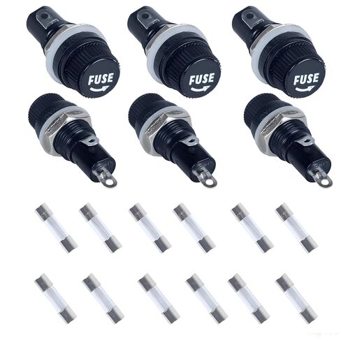 6 PCS لوحة الصمامات حامل 5 × 20 ملم 250VAC 10A/125VAC 15A حامل فتيل سود in Kuwait