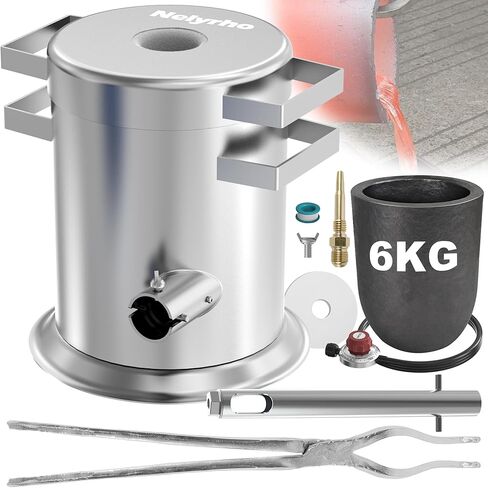 مجموعة فرن الصهر بروبان 3 كجم من Nelyrho للمبتدئين-مصهر معدني محمول سهل الاستخدام مع بوتقة ، ملقطات ، طوب النار-مثالي للذهبية والفضة والنحاس والألومنيوم in Kuwait