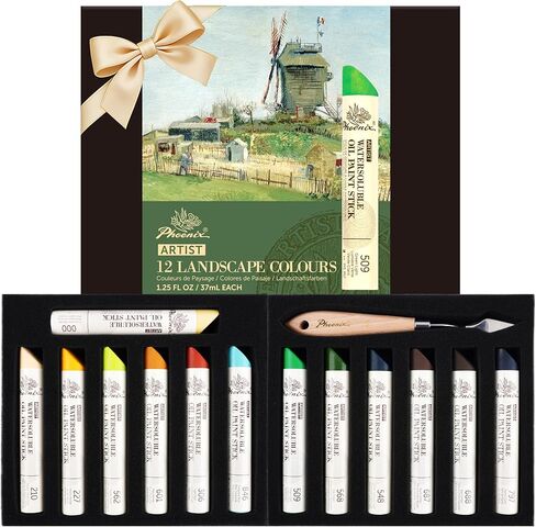 Phoenix Professional Paint Paint Stick Solable - مجموعة من 24 ألوانًا 37 ملًا من الباستيل ذات الزيت الناعم الكبير ، مجموعة سفر فنية للفنانين in Kuwait