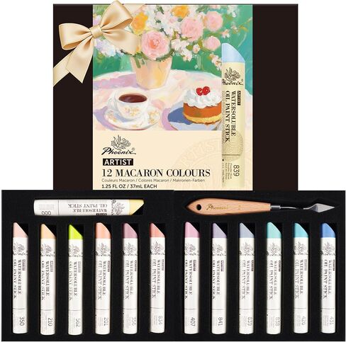 PHOENIX Professional Oil Paint Stick Water Soluable - Set of 24 Colors 37ml Large Soft Oil Pastels, Art Gift Pack Travel Set for Artists in Saudi Arabia