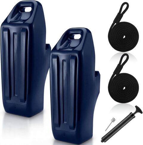 2 Pcs Pontoon Boat Fenders Inflatable Boat Bumper for Docking with 2 Ropes Dock Bumper with Locking Recessed Groove and Grip Handle Easy to Install Pontoon Accessories in Kuwait