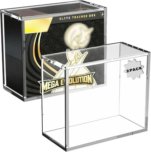 Elite Trainer Box Protector Acrylic Case Protector - ETB Display Storage Box مع فتحة انزلاق وإغلاق مغناطيسي 5 مم ، و 6/8 ملم أكريليك صافي مع حواف مستديرة ، وحالة عرض جامع لصناديق ETB in Kuwait