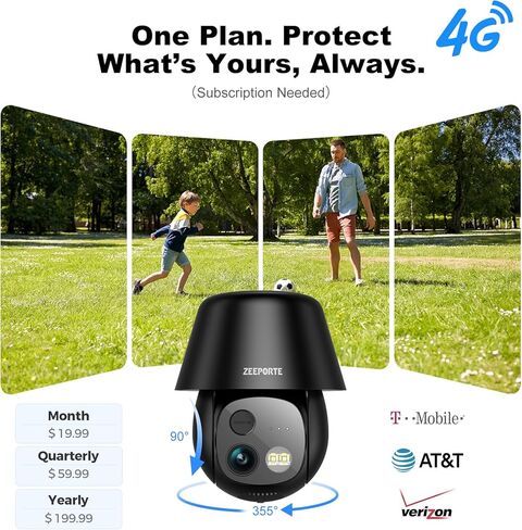 كاميرات أمان الطاقة الشمسية لاسلكية في الهواء الطلق ، 2K 360 ° عرض كاميرات WiFi تعمل بالبطارية للأمن المنزلي مع اكتشاف حركة الذكاء الاصطناعي ، الرؤية الليلية الملونة ، الأضواء ، صفارات الإنذار ، مقاومة للماء in Kuwait