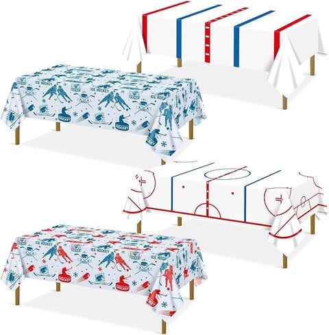 4 Pack Hockey Tablecloths Hockey Rink Table Covers for Kid's Hockey Fans Birthday Sports Day Party Events Game 51in x 86in in Saudi Arabia