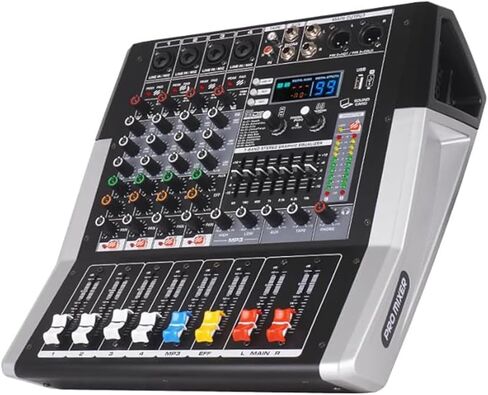 TF600 6-Channel Professional Mixer with Bluetooth Sound Bar with Power Amplifier 2 * 450W Power Output Powered Mixer, 7-Stage Equalizer, 99 DSP Effects, Recording Input USB Drive for Speakers in Saudi Arabia