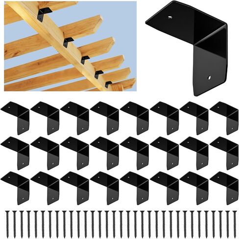 12 Pcs Black Pergola Hardware Rafter Clips Galvanized Steel Rafter Brackets Hurricane Clips Brackets Ties with Screws for Lumber Pergola, Timber Beam, Ceiling Joist (2 Inch) in Kuwait