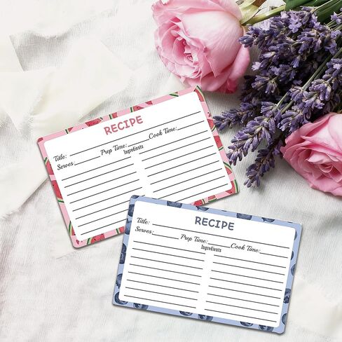 Recipe Cards 100 pcs Double Sided Fruit Blank Recipe Cards 4x6 Inch Recipe Binder Index Cards for Restaurants, Cafes, Diners Cooking Kitchen Organization in Saudi Arabia