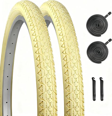 26x2.125 Inch Bicycle Tires，Folding Replacement Tires for Beach Cruiser Bike 2 Pack Bike Tires & Tubes (26x2.125/yellow) in Saudi Arabia