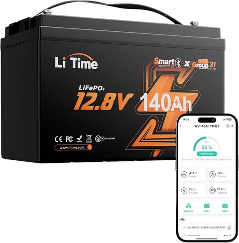 LiTime 12V 20Ah 800 CCA Marine Starting Lithium Battery, Group U1 Low-Temp Protection LiFePO4 Battery, 4000-15000 Deep Cycles, Born for Crank up Marine Outboard Motor,Lawn Mower in Saudi Arabia