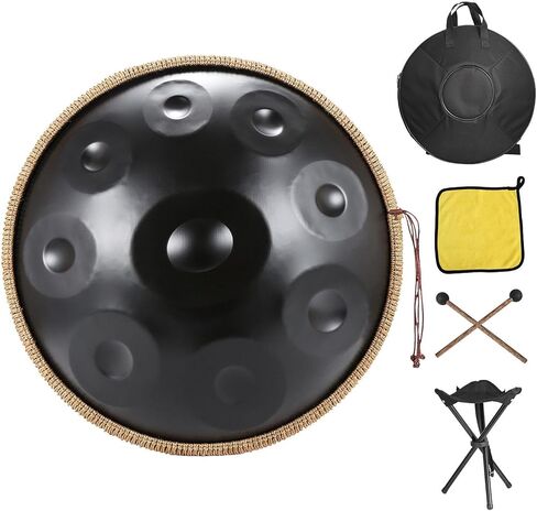 Handpan Music Handpan 18 in ، 440Hz Classic G Minor 9 Notes Music Instrument Pan ، مع حقيبة تخزين الأسطوانة ، مطرقة ، جديلة ، حامل ، ملصقات صوتية ، قماش تنظيف للأطفال ، البالغين ، الأزرق in Saudi Arabia