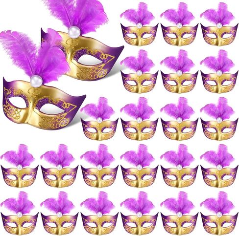 24 Pieces Mini Masks Masquerade,Small Masquerade Mask Cake Toppers Decorative Mardi Gras Venetian Centerpiece Party Decor (Black) in Saudi Arabia