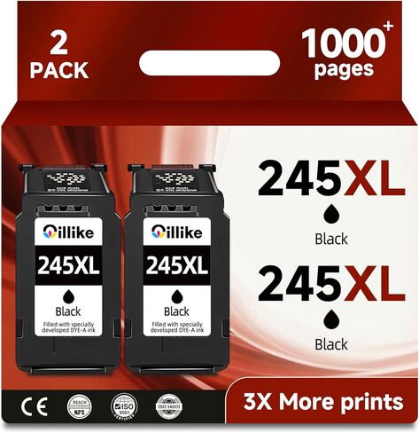 245XL Ink Cartridge Replacement for Canon PG 245 XL 243 243XL Black Ink PG245(Black, 2 Pack) for PIXMA TR4520 MX490 MG2522 MX492 TR4522 TR4500 TS3122 MG2520 TS3320 TS3322 Printer in Kuwait