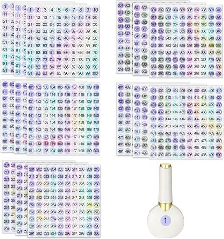 3 Set Small Number Stickers 1-500, Round Mini Number Stickers for Classroom, Self-Adhesive Laser Numbered Sticker for Office Home Kitchen Classroom DIY Marking Numbering, 15 Sheet in Saudi Arabia