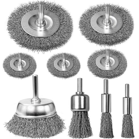 Wire Brush for Drill, Brass Wire Wheel for Drill, Carbon Steel Cup & End Brushes with Soft Bristles,1/4" Shank for Metal Stripping, Rust & Paint Removal,11 Pcs Die Grinder Accessories in Kuwait