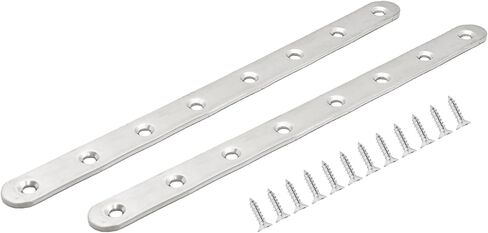 11.5 Inch Stainless Steel Straight Brace, Flat Straight Support, Repair Fixed Bracket Connector, Heavy Duty Furniture Repair Fixing Joint with Screw, 4PCS in Kuwait