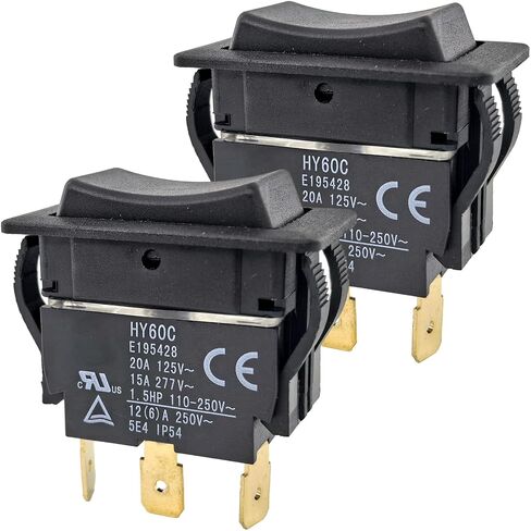 مفتاح موسيقى الروك HY60C 3-Pin (تشغيل) -OFF- (ON) 20A/125V ~ 15A/277V مفتاح الخدمة الثقيلة للمحركات والأدوات والمعدات الصناعية in Kuwait