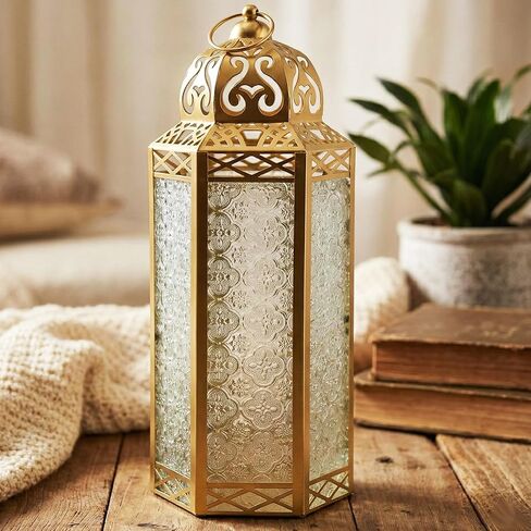 VELA LANTERNS 12 قطعة من فانوس الشموع المغربي للديكور الذهبي، مصباح حامل شموع مزخرف لرمضان، ديكور المنزل الداخلي، الفناء، حفلات الزفاف، الطاولة أو التعليق، ألوان متنوعة، متوسط in Kuwait