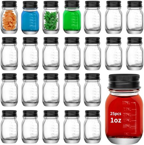 6Pcs 1oz Glass medicine bottles 30ml with Black Screw Caps, Clear Glass Vials, Leak-Proof Bottle Small Liquid Sample Vial, Leak-Proof Vial (6) in Kuwait