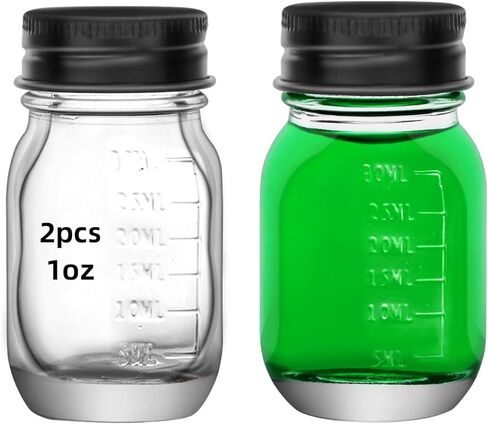 6Pcs 1oz Glass medicine bottles 30ml with Black Screw Caps, Clear Glass Vials, Leak-Proof Bottle Small Liquid Sample Vial, Leak-Proof Vial (6) in Kuwait