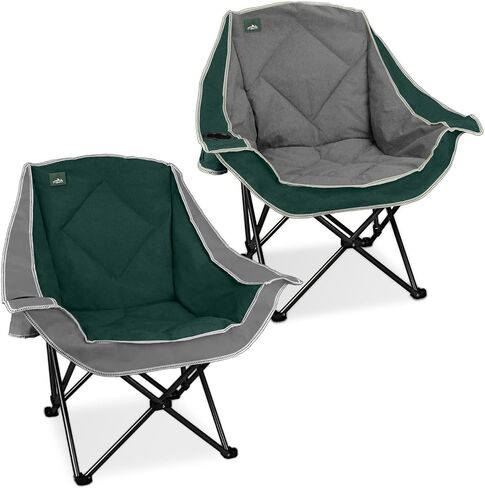 2 Pack Oversized Camping Chair,Outdoor Padded Folding Lawn Chair w/Cup Holder,Carry Bag for Beach, Hiking, and Picnics,Heavy-Duty 300-lbs Capacity, Moca&Cream in Kuwait