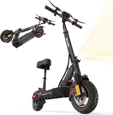 Ienyrid Electric Scooter Adults ، Sceat E Scooter مع مقعد 1000W محرك الناتج الذروة 28 ميلاً في الساعة 30 ميلينز إطارات الهواء 10 بوصات ، تعليق مزدوج ، 48V/12.5AH بطارية قابلة للطي محمولة M4 PRO S+ in Saudi Arabia