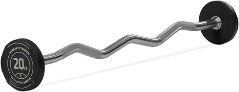 Titan Fitness Rubber Curl Fixed Barbells, Pre-Loaded Weight Bar for Strength Training & Weightlifting in Saudi Arabia