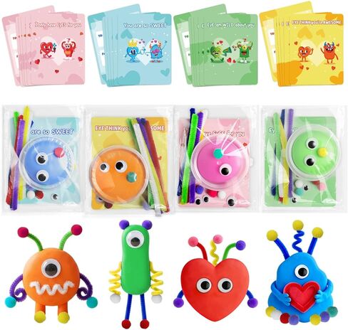 16 Packs Halloween Party Favors DIY Halloween Monster Air Dry Clay Crafts Kits for Kids Halloween Treats Non Candy Toys Gifts Bulk for Classroom in Saudi Arabia