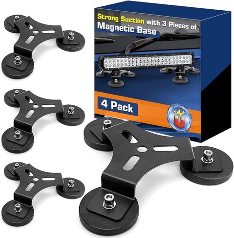 WFPOWER 2 Pack Powerful Magnet Base for LED Light bar, Universal Strong Triangular Design Light Bar Mount Brackets, Heavy Duty Magnetic Base Mount Bracket for Offroad Lamp Roof Light Bar 4X4 Truck in Kuwait