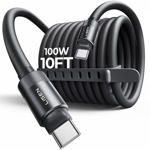كابل LISEN 10FT USB C شحن سريع، كابل سمين 240 وات USB C إلى USB C شحن سريع من السيليكون الناعم USBC إلى USBC كابل متوازي لهاتف iPhone 17 Pro Max 16 15 Samsung S25 Ultra MacBook Pro Air iPad أرجواني in Kuwait