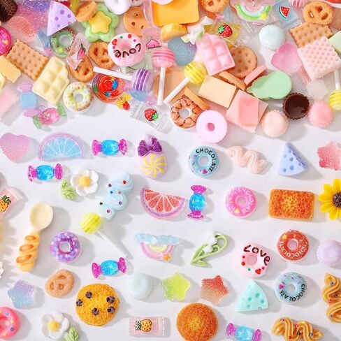 118 PCS SLIME SHARMS FOOD مجموعة لطيفة ， مختلط الكثير من الراتنجات الغذائية راتنجات مسطحة مجموعات لطيفة لصنع الحرف اليدوية ديي ، والزخارف ، والسكريات الزخرفة المختلطة ، والزينة ، ومقطع الشعر in Saudi Arabia