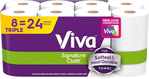 Viva Signature Cloth Paper Towels, Task Size - 12 Family Rolls (2 Packs of 6 Rolls) = 30 Regular Rolls (143 Sheets Per Roll) in Kuwait