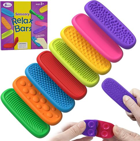 ألعاب تململ الحسية للأطفال - 8 حزمة سيليكون مرنة الحجارة للتوحد ، والأطفال الصغار وإغاثة القلق - ألوان نابضة بالحياة ، وأدوات حسية هادئة وآمنة للمنزل والمدرسة والسفر in Kuwait