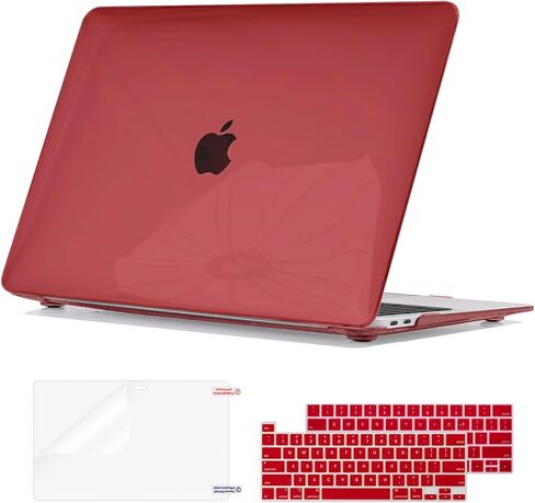 Compatible with 2022 2021 2020 2019 2018 2017 2016 MacBook Pro 13 inch Case M2 M1 Chip A2338 A2289 A2251 A1706 A1989 A2159 Cover, Plastic Hard Shell Case Keyboard Cover Screen Film, Crystal Pink in Kuwait