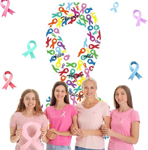 Mindsoft Breast Cancer Awayshess Banner Outdoor 59 × 45 بوصة من الشريط الوردي الخلفية الخلفية الكبيرة لسرطان الثدي زخرفة للحفلات الصحية للدعاية حديقة الزاوية أنشطة الحفلات in Saudi Arabia