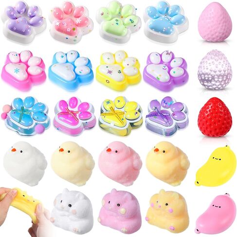 Hiboom 24 PCS Taba Squeeze Cat Paw Toys ، 3 بوصة Cute Squeeze Paw Mochi Fidget الإجهاد التخفيف من الألعاب الحسية المسيحية الحزب الخيري تفضل الإجهاد الناعم تململ الهدايا الجديدة للبالغين in Kuwait