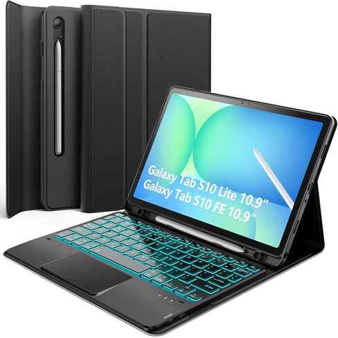 inkolelo Keyboard Case for Samsung Galaxy Tab S9 / S9 FE 11 inch，Detachable Smart Tablet Keyboard with 7 Colors Backlit & Touchpad,Tab S9 11" / S9 FE 2023Black in Kuwait
