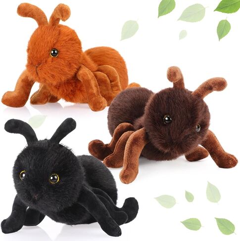 Shappy 3 PCS Plush Ant Animal Set 10 بوصة ألعاب النملة المحشوة ، ووقت اللعب ، والهدايا المتينة ، القابلة للغسل ، وواقعية لأزياء الأزياء النمل الفتاة. in Kuwait