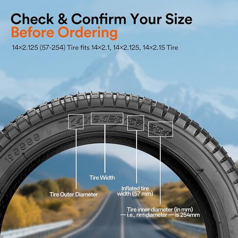 GYL 14x2.125 Tire and Tube Set,14 inch Tire for Bicycle Electric Scooters and E-Bike,Heavy Duty 14 Inch Tube with Schrader Valve, Replacement for 14" Bike Tires 14x2.1 14x2.125 14x2.15 in Saudi Arabia