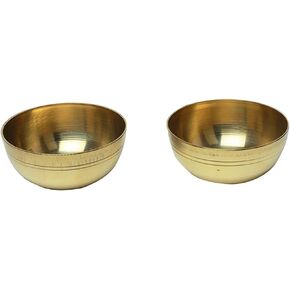 Set of 2 Pooja Bowls Multipurpose Decorative Pooja small Brass Katori Prasad Bowls pooja articles for Indian Traditional Festival Housewarming Pooja Ganesha Decoration Items(Size:-L:-3" X H:-2")(Gold) in Saudi Arabia
