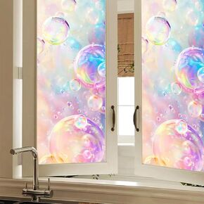 Stained Glass Window Film 17.7x39.3 inch Iridescent Marble Flakes Window Privacy Film Stained Decals Static Cling Sun Blocking Decor for Home Office Windows Door Glass Partitions in Kuwait