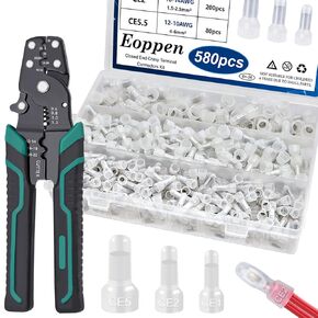 580Pcs Closed End Crimp Connector 22-16, 16-14, 12-10 AWG Nylon Wire Connector Crimp Wire Nuts for Electrical Equipment, Audio Wire Connectors in Kuwait